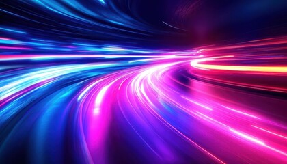 Creative motion blur with abstract streaks of neon light, vibrant colors, sleek modern design, sharp focus on flowing motion, futuristic and energetic