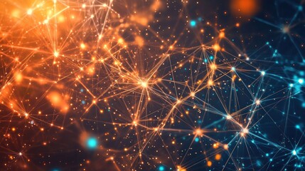 Obraz premium Abstract network connection, glowing nodes and lines. (2)