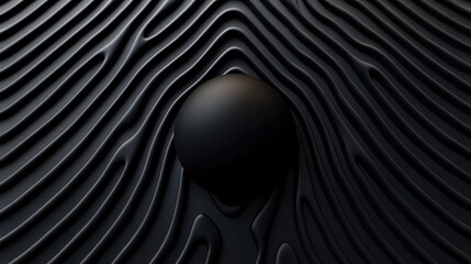 Minimalist Abstract Black Design with Textured Waves