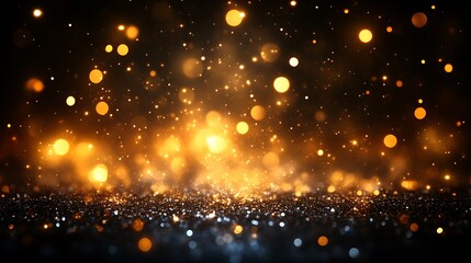 Obraz premium Golden Lights Sparkle On Dark Glitter Background