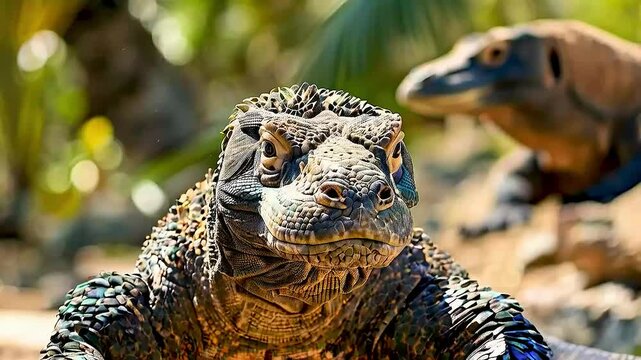 a Komodo dragon  and  a monitor lizard