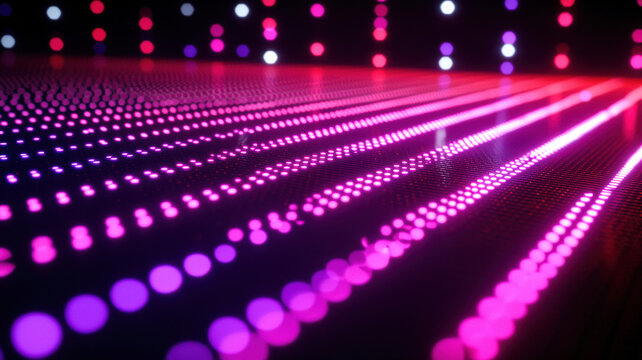 A clean, minimalistic scatter plot features vibrant neon data points dynamically fluctuating across a smooth grid interface, showcasing trends and variations in a visually engaging format.
