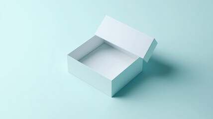 A clean mockup of a paper box features a blank surface, perfect for showcasing logos, designs, or patterns in a professional and visually appealing manner, ideal for branding presentations.