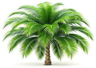 Obraz premium Realistic 3D-rendered palm tree, digitally illustrated, isolated on white background; high-resolution stock image.