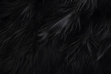 A close-up of soft black fur with varying textures and strands.
