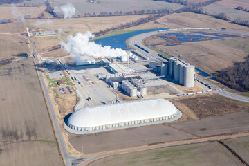 Fototapeta premium Aerial view of ethanol production plant near Obion, Tennessee, USA