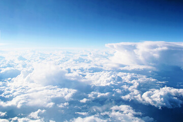 Fluffy Soft Clouds Panorama View from the Above or from Airpane