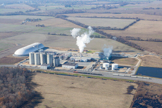Aerial View of Ethanol Plant near Orion, Tennessee, USA.