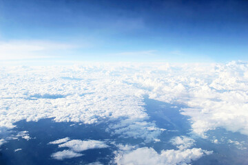 Clouds Sky View from Airplane with River