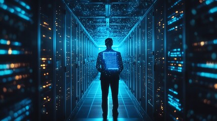Futuristic digital technology in modern data center operations