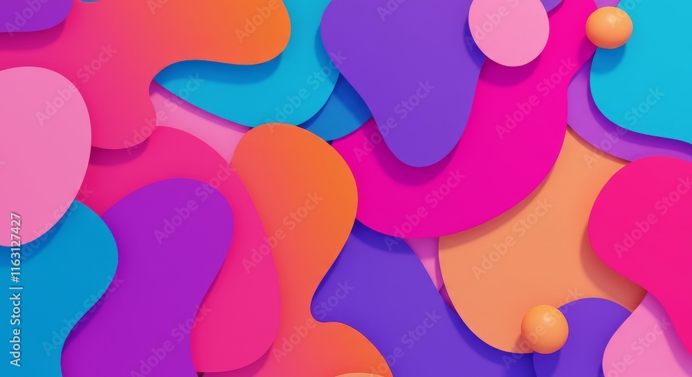 Poster vibrant abstract shapes with dynamic colors and bold design elements