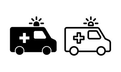 Ambulance icon logo design. ambulance truck sign and symbol. ambulance car