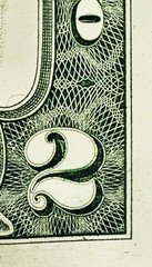 2 dollar bill close up. Dollar background and texture and ready space for text
