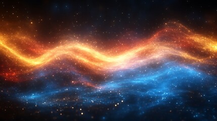 Fototapeta premium Celestial Waves Of Orange And Blue Cosmic Dust