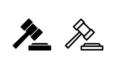 Gavel icon logo design. judge gavel sign and symbol. law icon. auction hammer