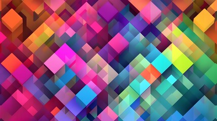 A vibrant abstract design featuring colorful geometric shapes and patterns.