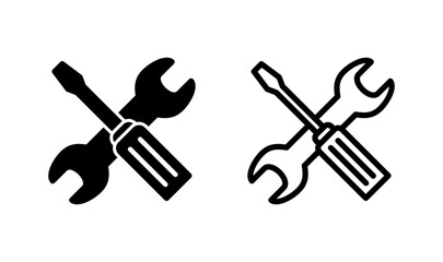 Tools icon logo design. tool sign and symbol. setting icon. Wrench and screwdriver. Service, repair