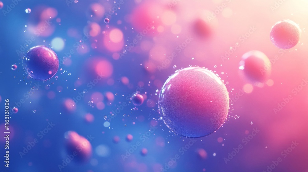Poster abstract image of colorful spheres floating in a liquid