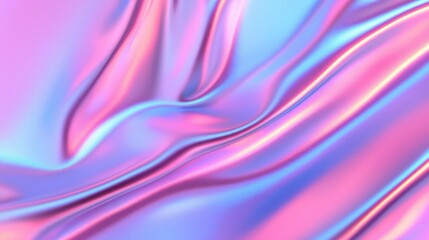 Obraz premium A vibrant, flowing fabric in shades of pink and blue, showcasing smooth, reflective textures that create a dynamic, iridescent effect.