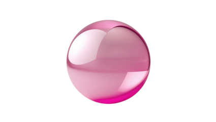 Shiny pink perfectly round cylindrical bubble, isolated, solid transparent background