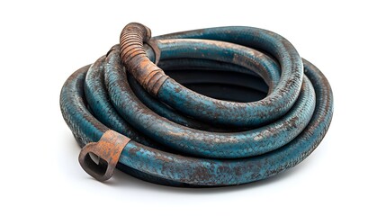 Coiled Blue Hose, Weathered, Old, Rusty