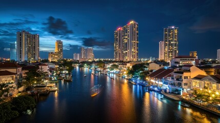 A dynamic cityscape at night showcasing smart electronics and IoT integration in daily life, 