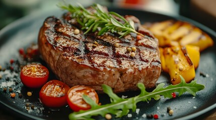 Grilled Steak, Rosemary, Peppers, Recipe