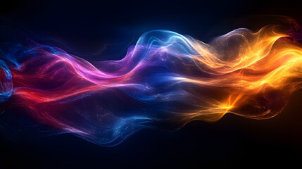 Fototapeta premium Softly glowing abstract waves of vivid colors blend seamlessly, creating mesmerizing visual experience. interplay of warm and cool tones evokes sense of tranquility and wonder