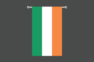 Ireland flag, The flag of Ireland, Flag of Ireland national country symbol illustration Vector, Rectangle Ireland flag illustration, Flat vector illustration
