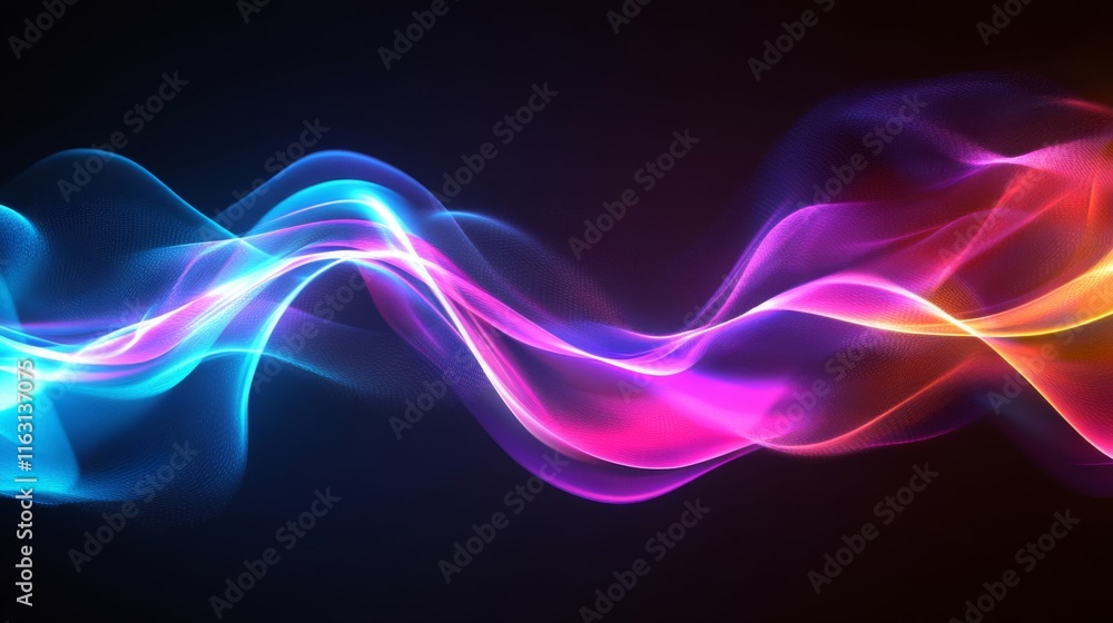 Poster abstract colorful light waves flowing dynamically