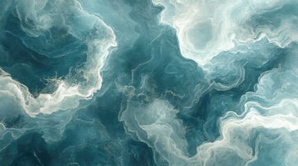 Obraz premium Abstract swirling patterns in shades of blue and white, resembling oceanic or celestial themes.