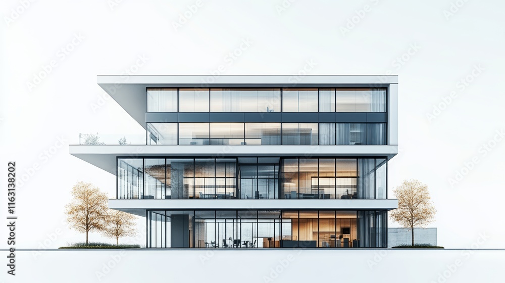 Poster modern minimal 3d representation of office building architecture