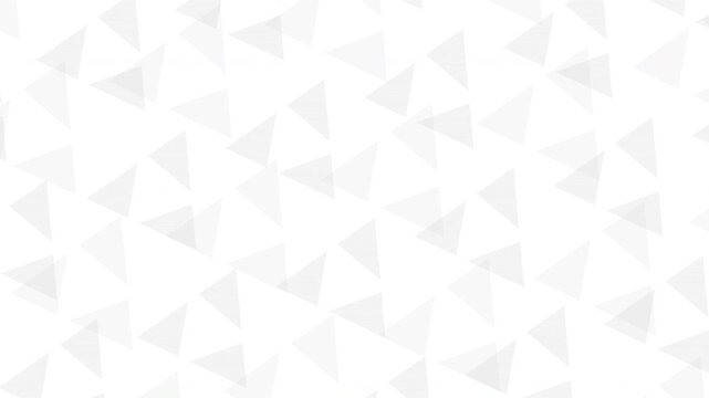 Light white grey abstract triangular pattern with scattered geometric design minimal motion background. Seamless looping animation