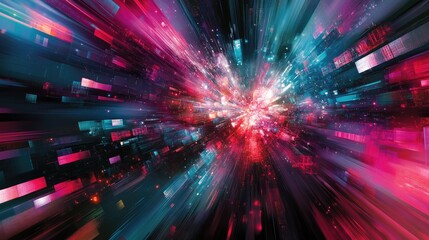 A vibrant abstract depiction of light and motion, suggesting speed and energy.