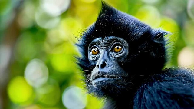 a black monkey  looking off into the distance