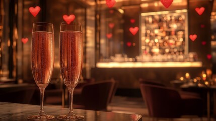 Obraz premium Romantic Valentine Champagne Celebration Toast