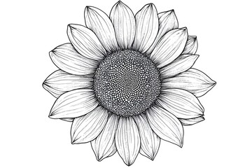 Sunflowers Bloom Beautifully in Black Ink
