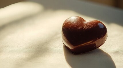 Heart Shaped Chocolate Candy On Fabric