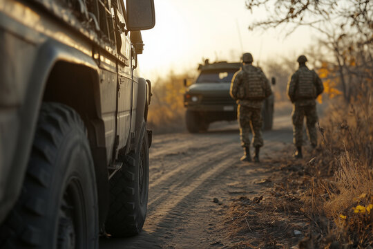 Militaires en bord de route