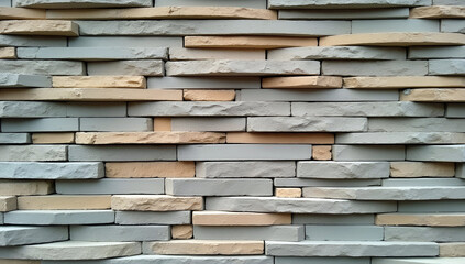 Rustic Stacked Stone Wall With Soft Beige And Gray Tones Featuring Uneven Textures For A Natural Aesthetic