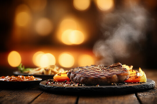 Viande grill&eacute;e sur une ardoise