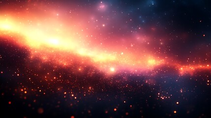 Fototapeta premium Cosmic Nebula Glowing Red Orange Dust And Stars
