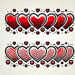 Row of Symmetrical Red Hearts