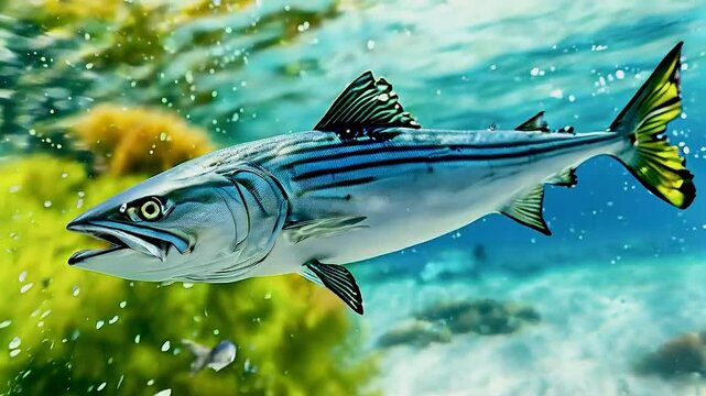 a blue marlin  swimming in  the ocean