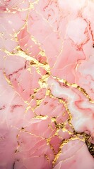 Pink Marble with Gold Veining and Cracks