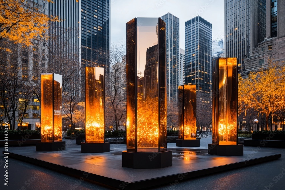 Poster a futuristic reimagining of ionic columns, made from glowing, transparent materials, set in a high-t
