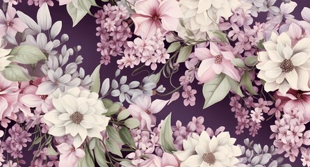 beautiful floral pattern with white pink