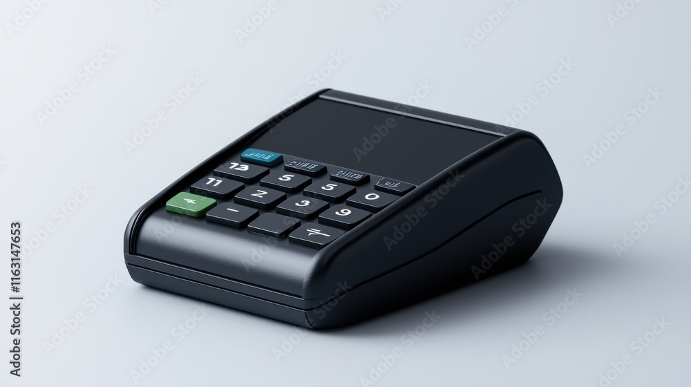 Aufkleber modern payment terminal on a smooth surface for contactless and traditional transactions in retail s