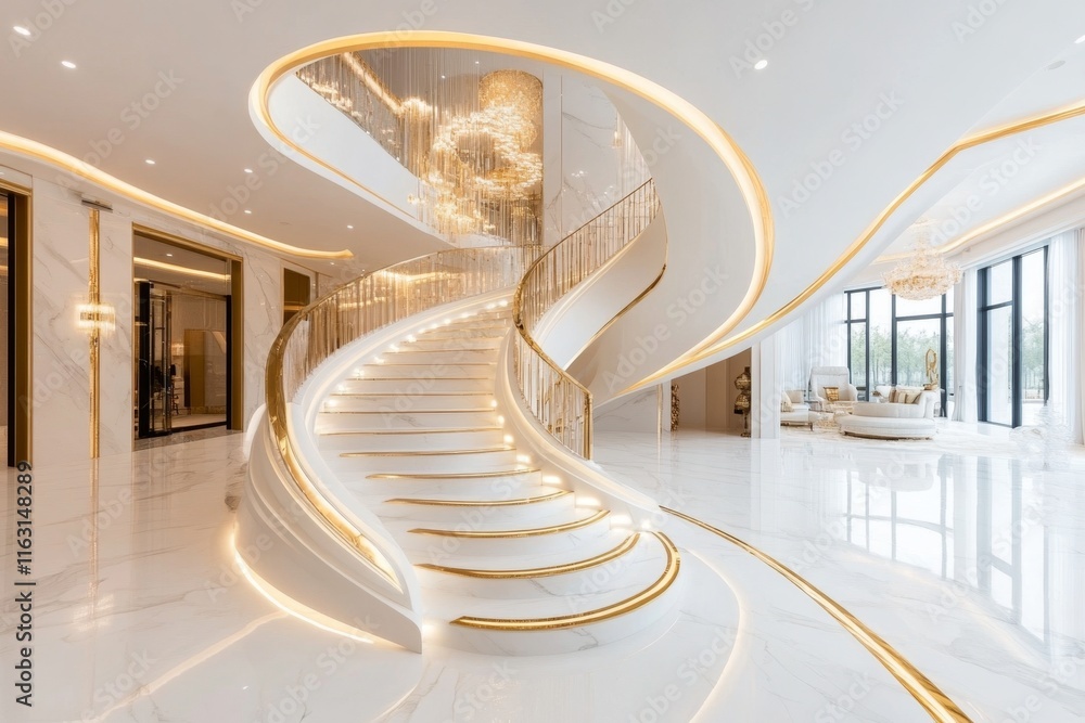 Aufkleber A luxurious villa incorporating ionic columns into its design, blending classical elements with modern opulence