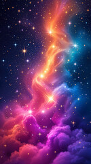 Cosmic Nebula Vibrant Stars, Purple, Pink, Blue Galaxy